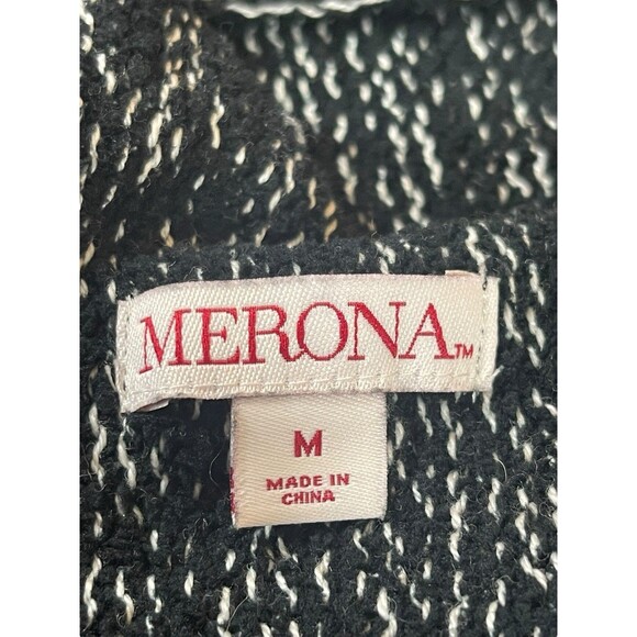 Merona Women’s M Black White Marled Open Front Cardigan Sweater - Picture 7 of 14